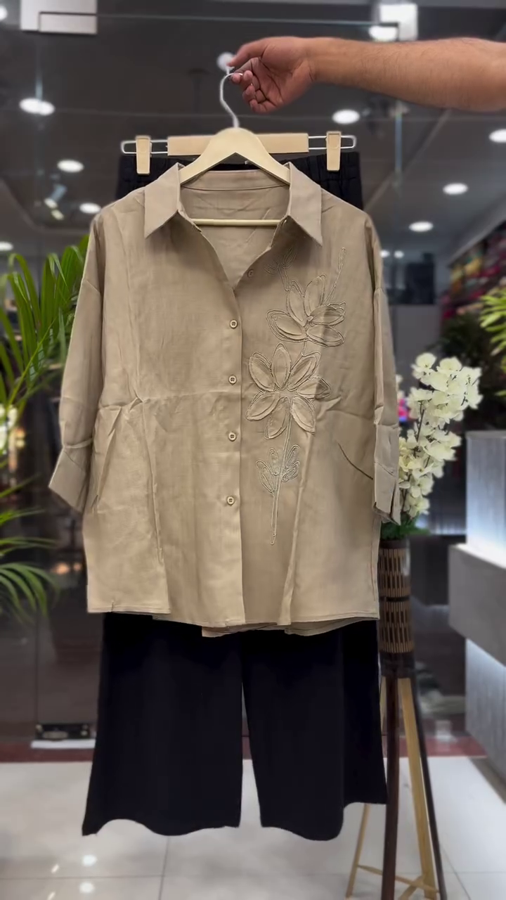 Beige Embroidered Co-ord Set – Minimal Elegance Meets Everyday Chic