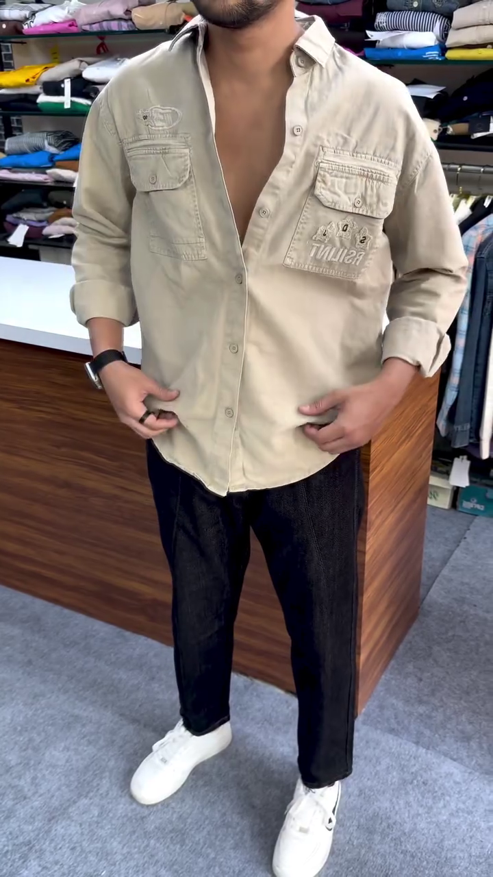 Beige Utility Shirt Look – Smart Casual Vibes
