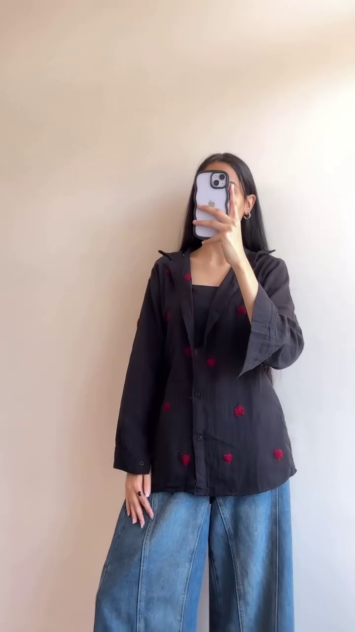 Black Heart Print Shirt – Cute Casual Vibes
