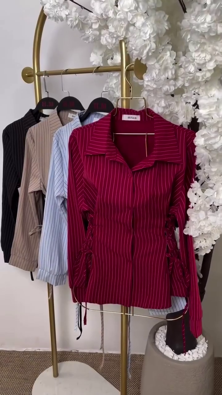 Pinstripe Corset Shirt Collection – Trendy Formal Glam
