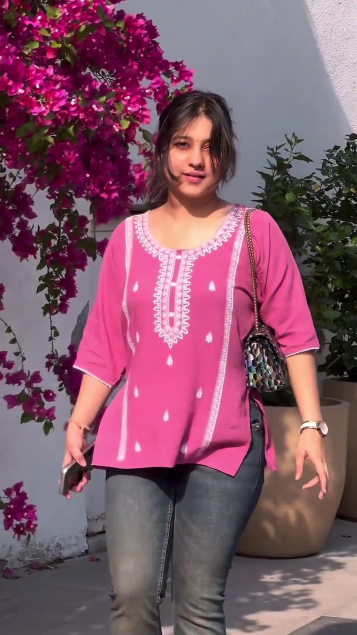 Pink Embroidered Kurti – Everyday Ethnic Elegance