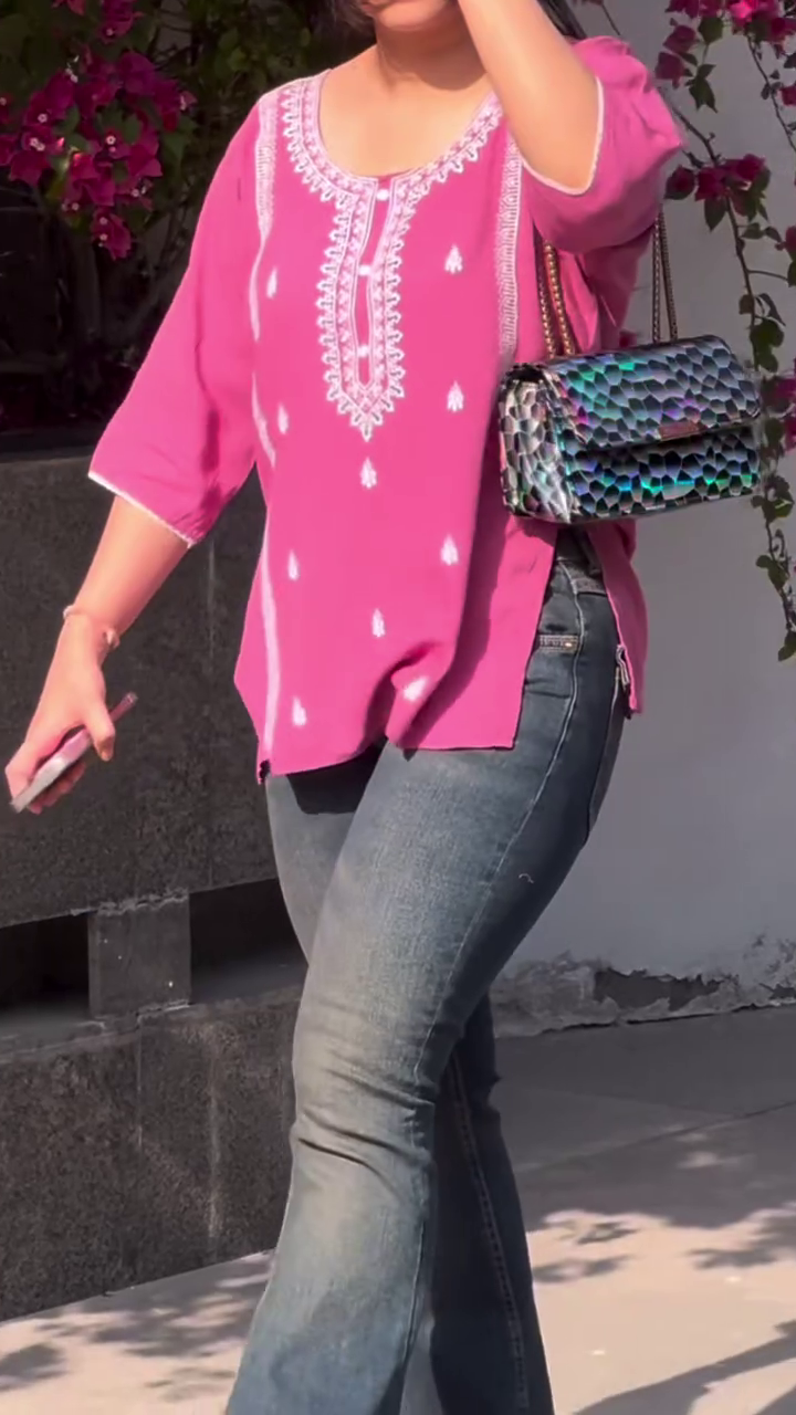 Pink Embroidered Kurti – Everyday Ethnic Elegance