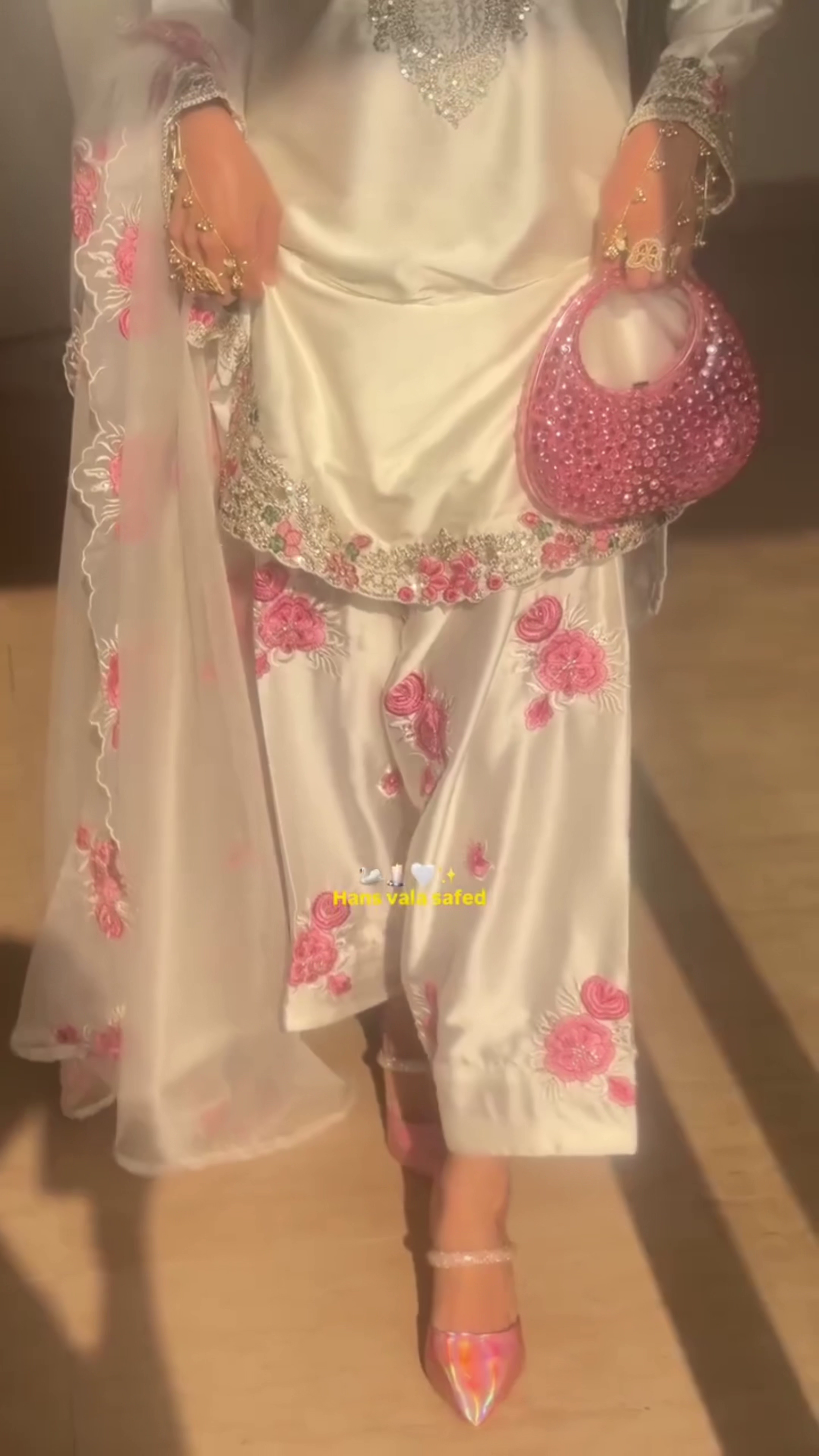 Elegant Ivory Floral Embroidered Party Wear Suit Set with Organza Dupatta