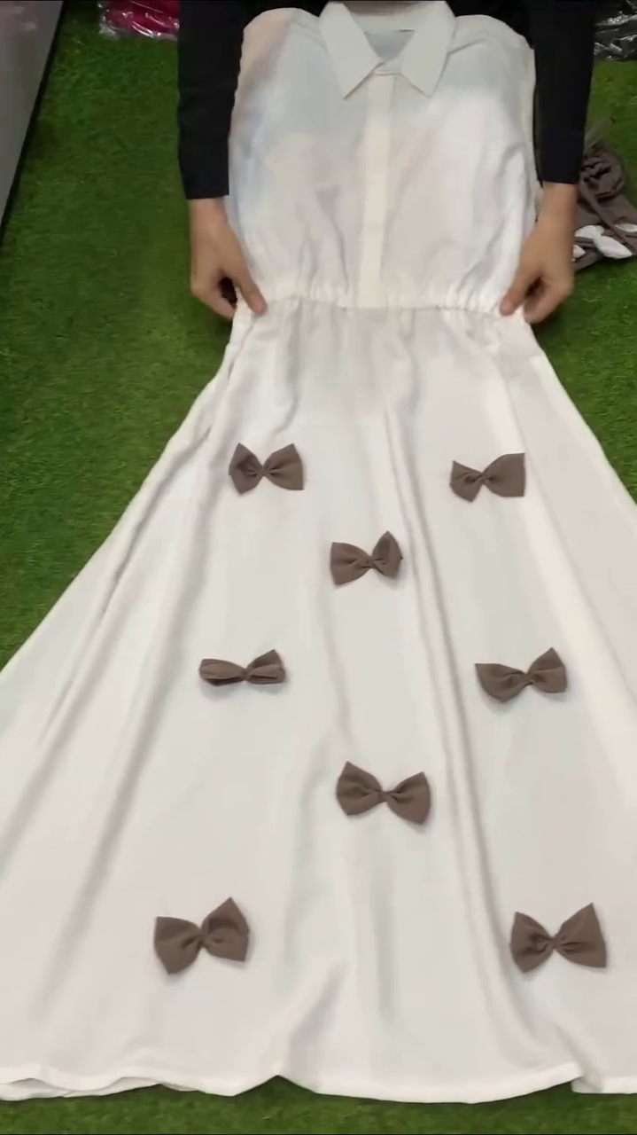 Cute Korean Style Bow Detail Co-Ord Dress with Cropped Top