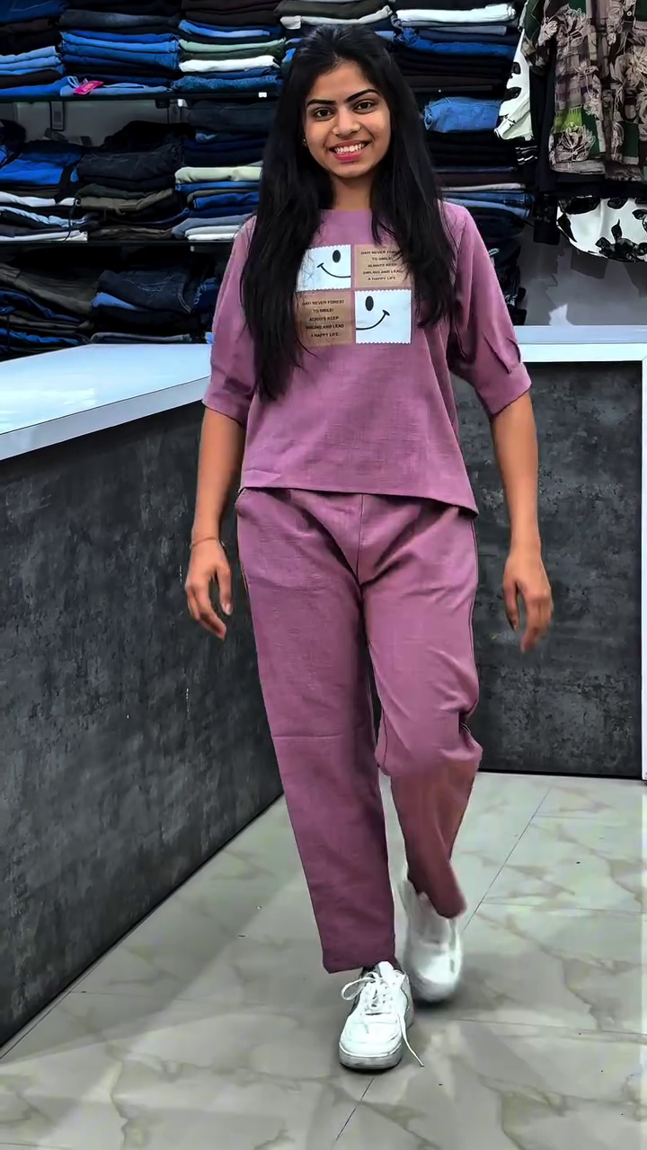 Comfortable Lavender Printed Lounge Wear Co-Ord Set for Women