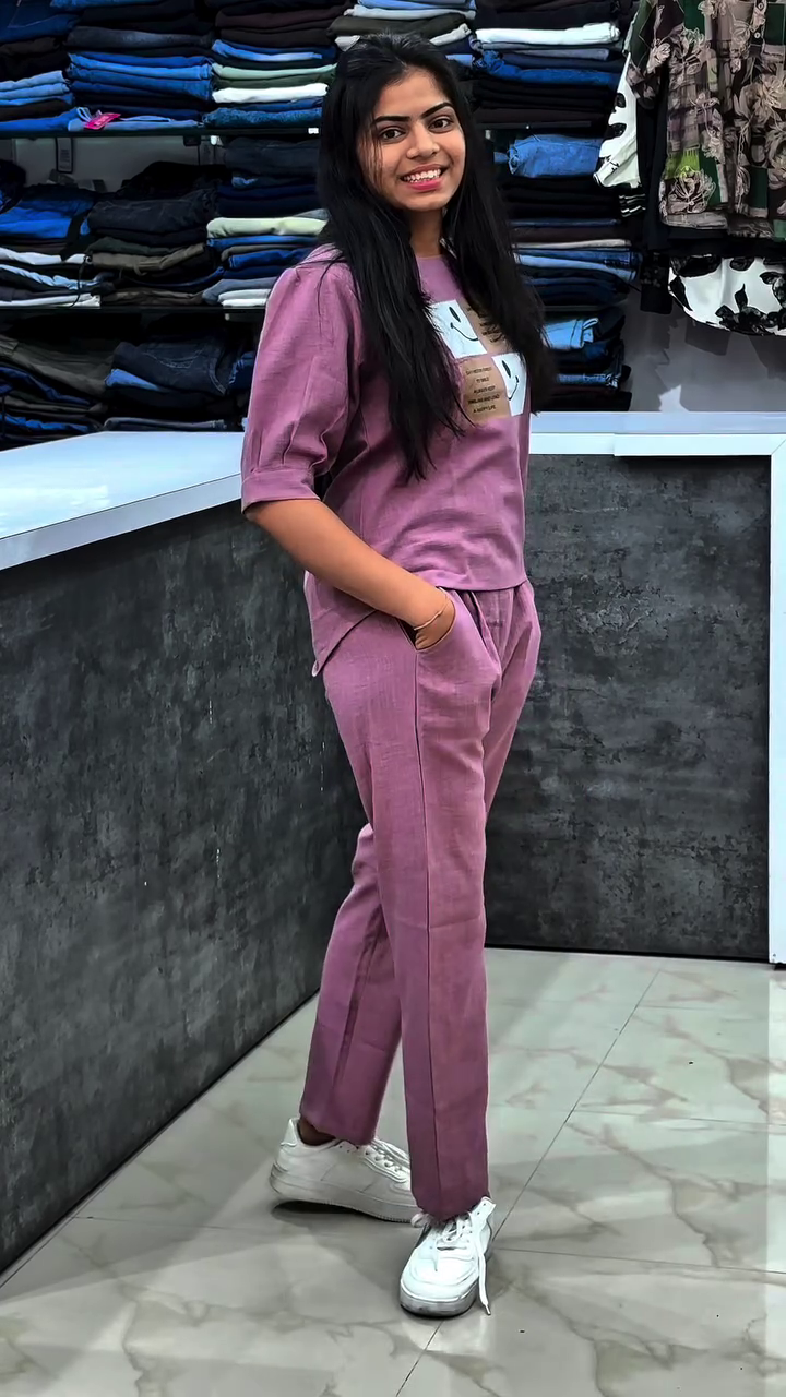 Comfortable Lavender Printed Lounge Wear Co-Ord Set for Women
