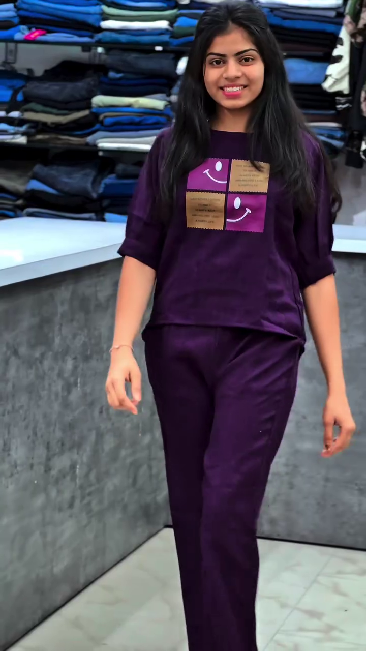 Comfortable Lavender Printed Lounge Wear Co-Ord Set for Women